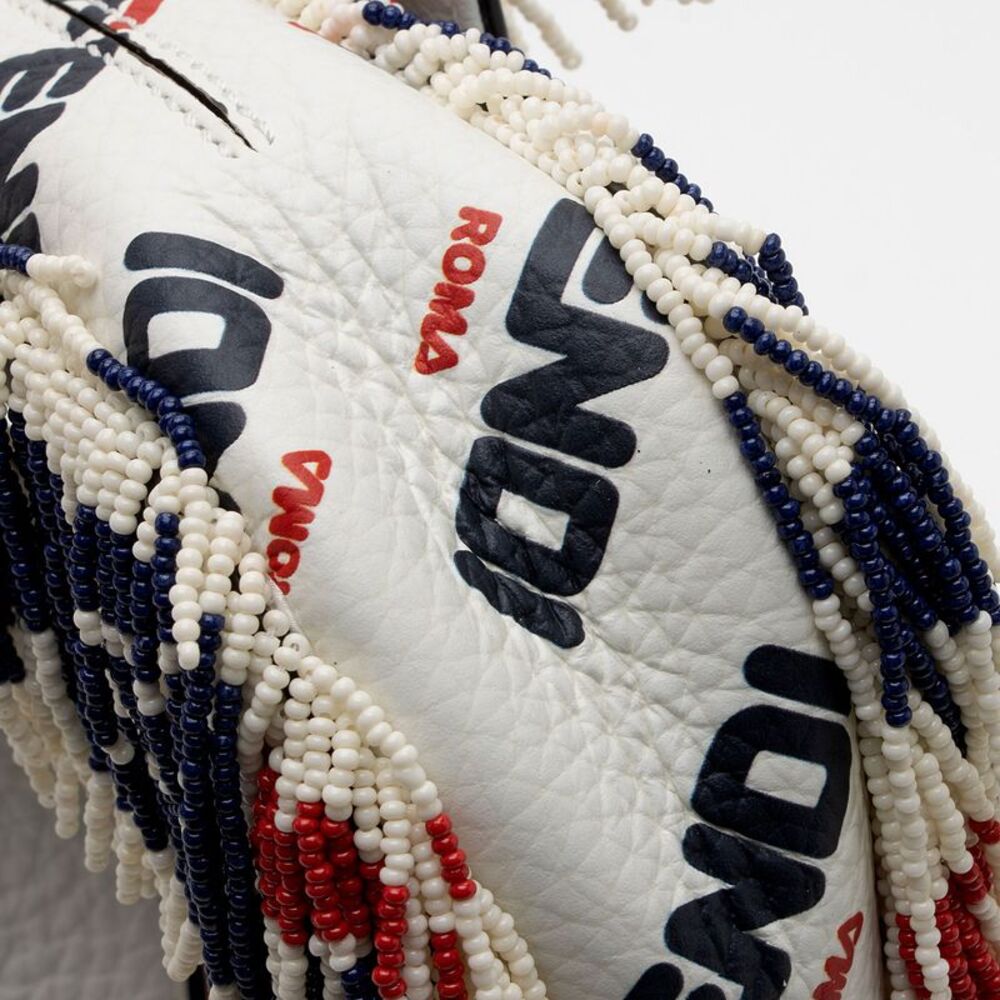 Fendi x Fila Calfskin Mania Beaded Fringe Baguette Shoulder Bag - Picture 11 of 16